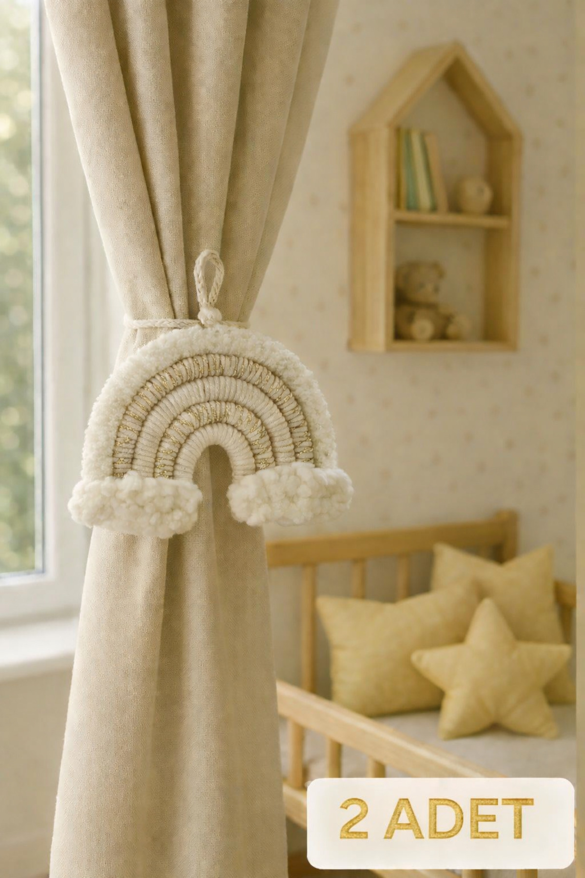 2-Piece Handmade Curtain Backdrop Room Decoration - Macrame Baby, Child, Newborn Room