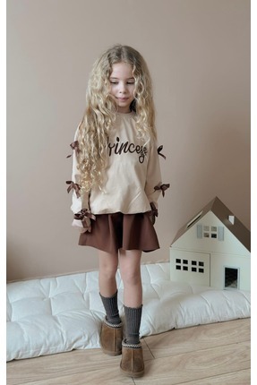 Patriko KIZ ÇOCUK YENİ SEZON NAKIŞLI SWEATSHIRT ETEKLİ SPOR-ŞIK ALT ÜST TAKIM