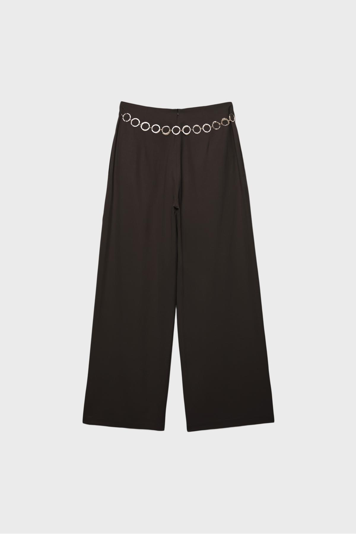 Stradivarius  Zincir detaylı liyosel pensli pantolon - Görsel 7