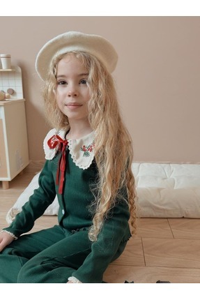 Patriko KIZ ÇOCUK YENİ SEZON BAYRAMLIK YAKA NAKIŞLI KARKORSE PANTALONLU ALT Ü...