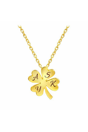 Shiny Jewellery Offical 925 Ayar Gümüş Yonca Yaprakları Harfli Kolye Kişiye Ö...