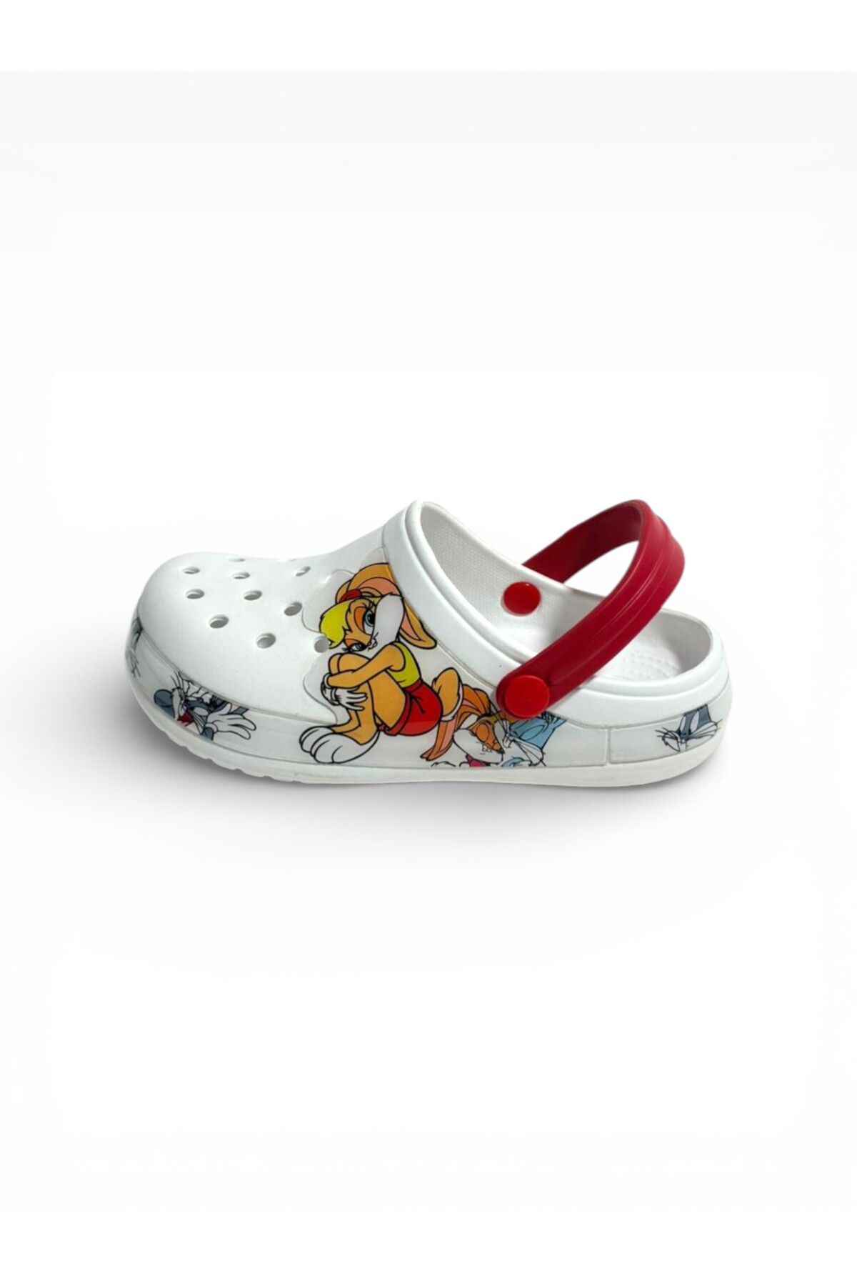 solariz Unisex Buggs Bunny ve Lola Bunny Figürlü Ortopedik Kaymaz EVA Taban Terlik Kırmızı görsel 3