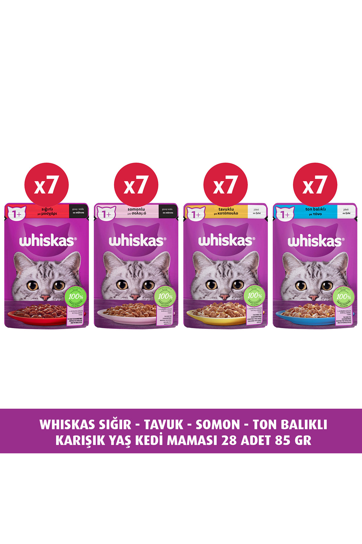 Whiskas Sığır - Tavuk - Somon - Ton Balıklı Karışık Yaş Kedi Maması 28 Adet 85 Gr. - Fiyatı, Yorumları