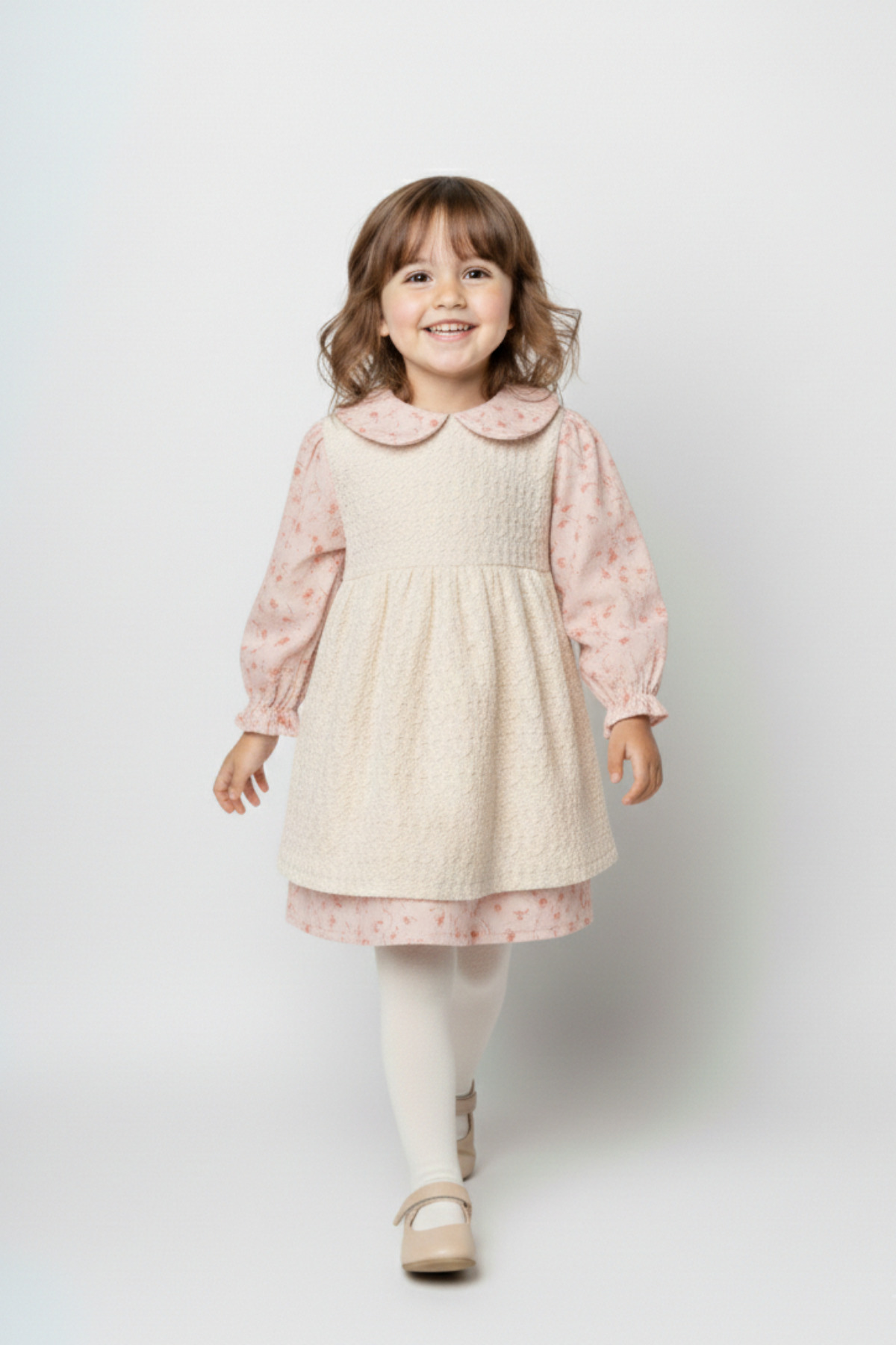 Bebezade Baby Girl | Children's Amora Baby Collared Lace Detailed Floral Muslin Dress