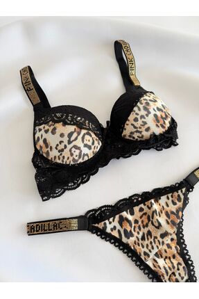 Pink Cadillac Kadın Leopar Destekli Sütyen & Tanga Takımı