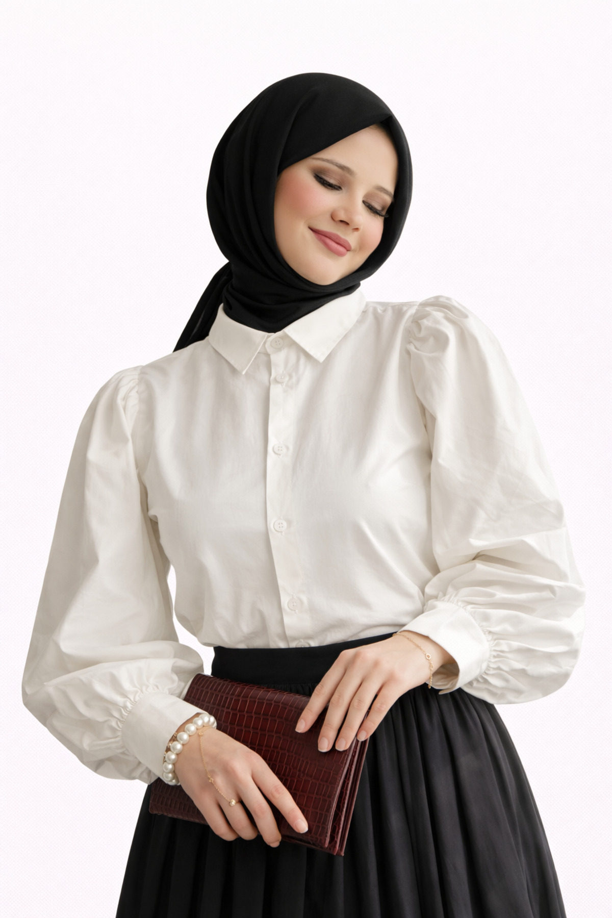 PIOVE  Uzun Kollu Düğmeli Gömlek – Pure White