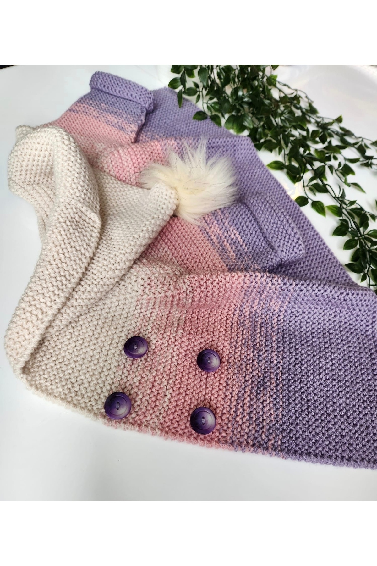 MİNOHOUSE El örgüsü kız bebek kalın kapüşonlu hırka fotoğrafı 3 (önizleme)