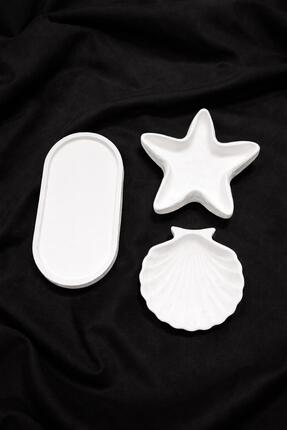 OBJELLA 3'lü Dekoratif tabak Boncuk & Oval & İstiritye Set