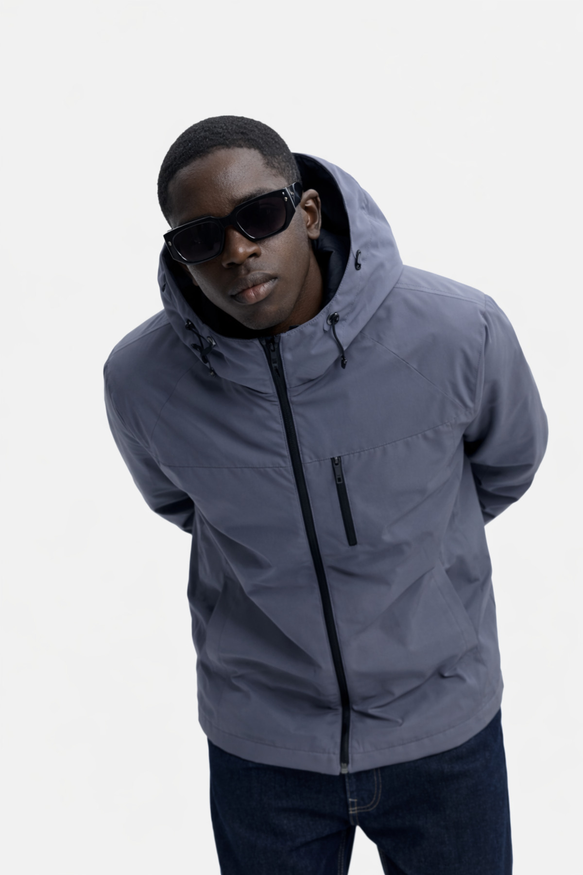 DAMGA JEANS  Erkek Astarlı Trend Oversize Füme Yağmurluk & Rüzgarlık - Görsel 2