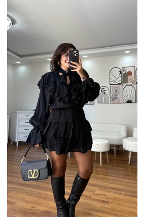 MEHTAP TURHAN Boyundan Bağlamalı Premium Pileli Elbise