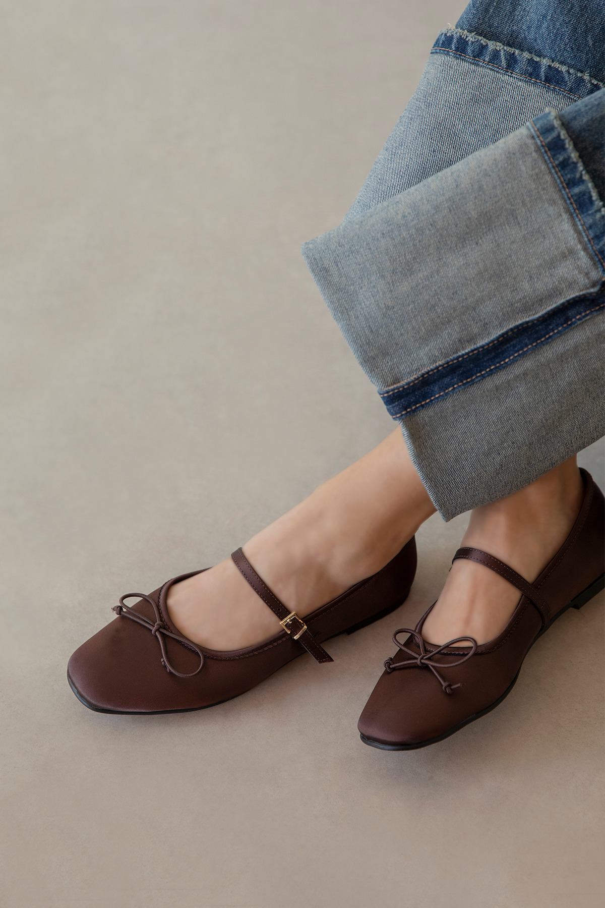 Straswans  Maxy Kadın Fiyonk Detay Saten Babet Kahve - Görsel 2