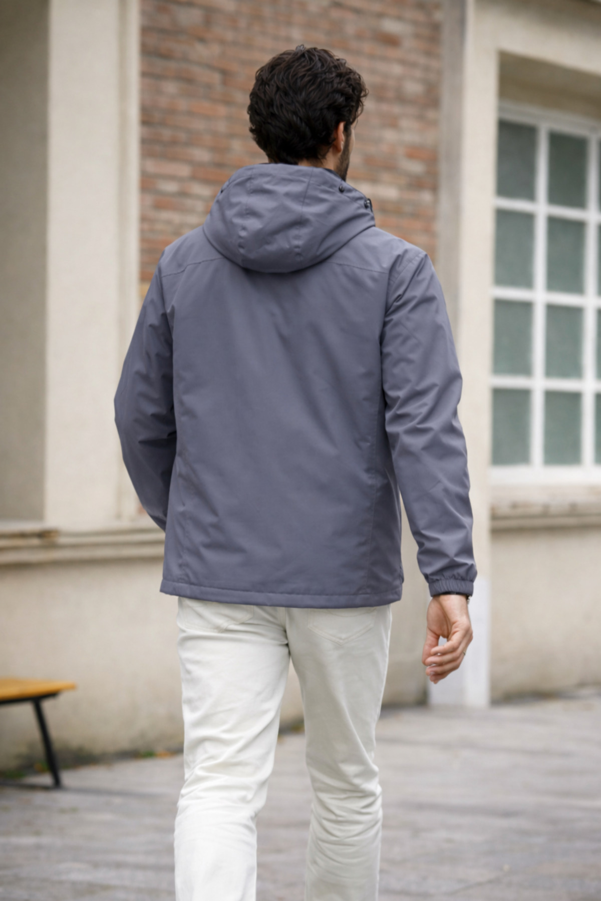 DAMGA JEANS Erkek Çizgili Trend Astarlı Füme Yağmurluk görsel 7