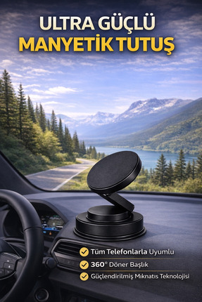 Mega Oto Market Araç İçi Mıknatıslı Telefon Tutucu – Torpido Üstü Manyetik Un...