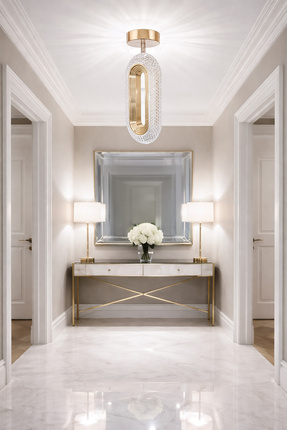 Turanconcept Doruk Tekli Plafonyer Modern Led Avize Kristal Görünüm(Beyaz Işı...