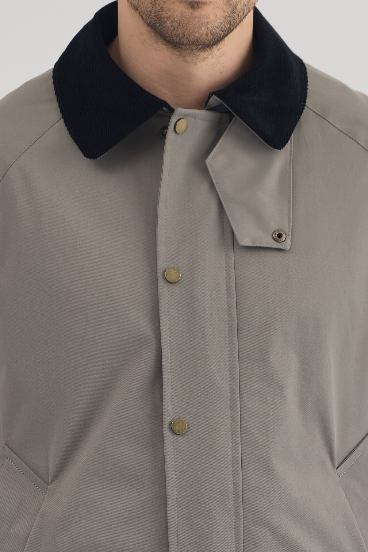 Erkek Vizon Kontrast Yaka Oversize Mevsimlik Mont — رنگارنگ kontrastmm — تصویر 6 از 8