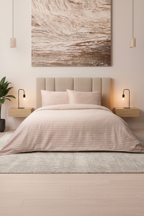 linessia home Çift Kişilik Premium Pamuk Saten Çizgili Nevresim Takımı