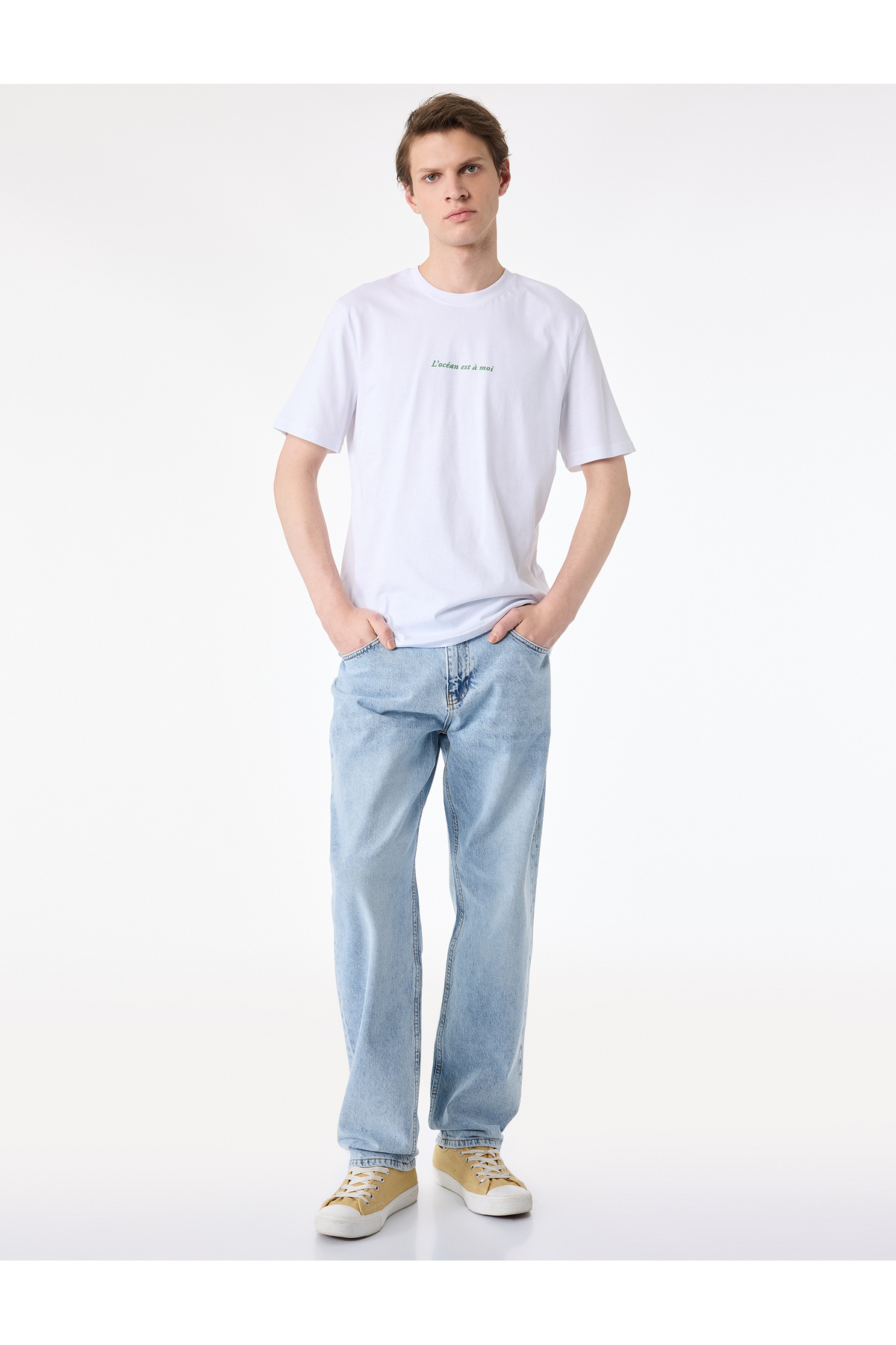 Normal Bel Pamuklu Vintage Straight Fit Jean Pantolon