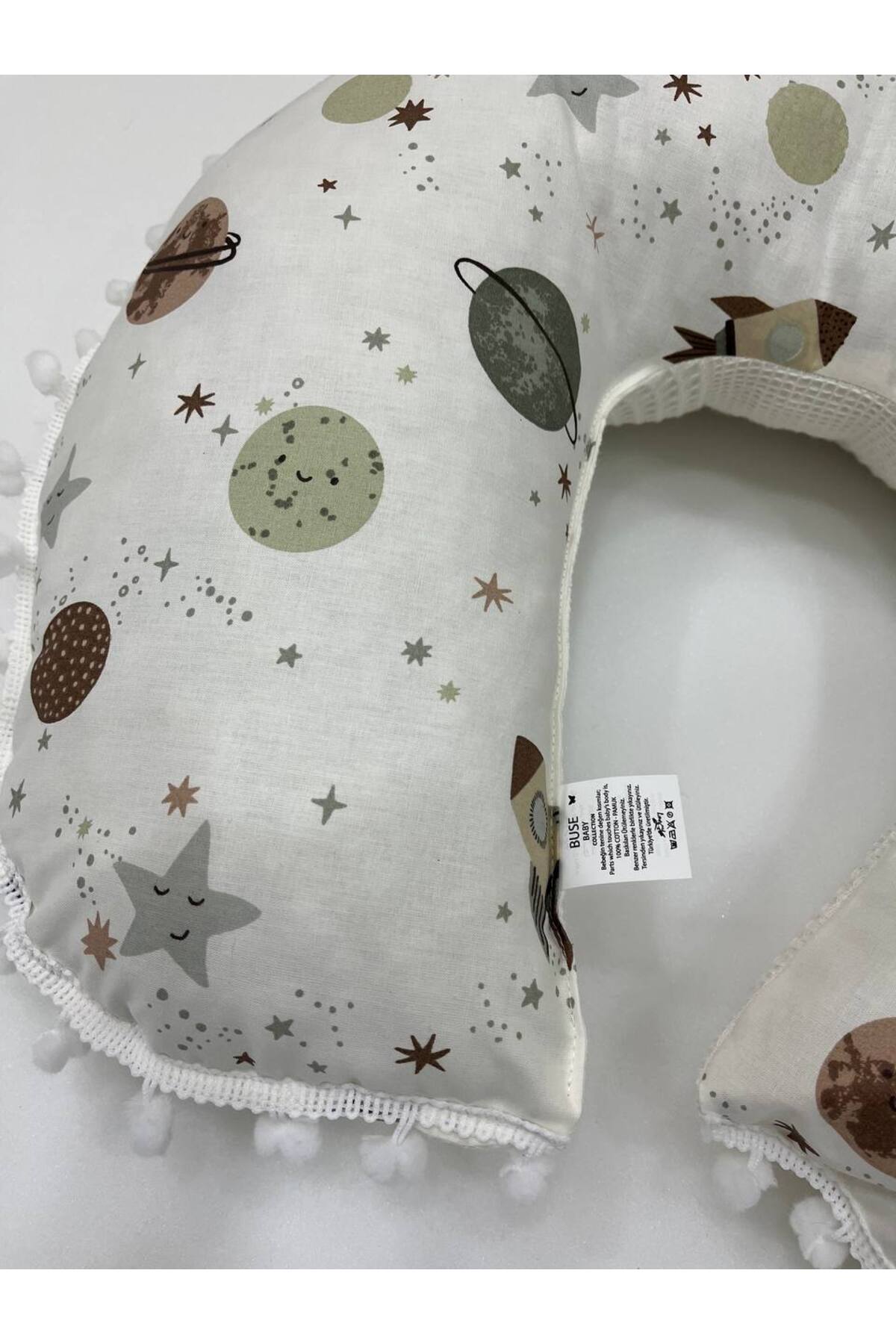 BUSEBABYHOME Krem , Çift Taraflı Emzirme Yastığı/Emzirme Minderi/Bebek Destek Minderi/ Hamile Yastığı fotoğrafı 3 (önizleme)