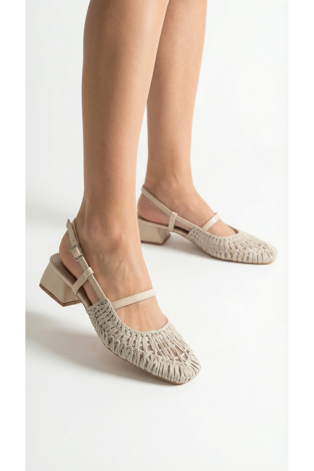 Women's Heels Lace Look Mid-Stripe Ankle Buckle Women's Casual Summer Flats