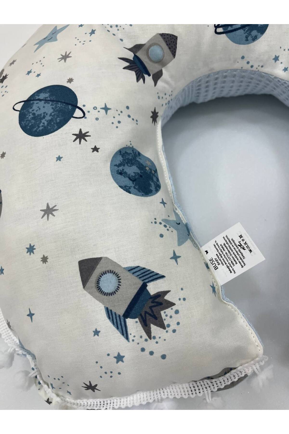 BUSEBABYHOME Mavi , Çift Taraflı Emzirme Yastığı/Emzirme Minderi/Bebek Destek Minderi/ Hamile Yastığı fotoğrafı 3 (önizleme)