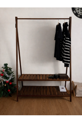 ArdaMarket 106 elbise askılım 2 raflı ceviz renk askılık elbiselik