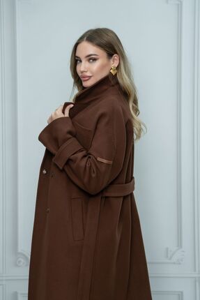 Eccim Fashion Sade Uzun Kadın Palto Kaban Ceket