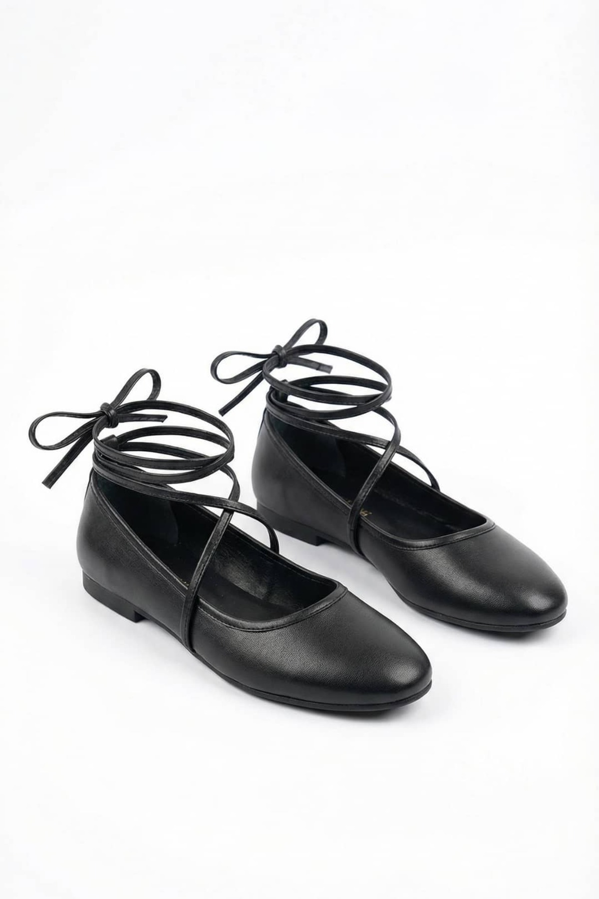 NAVİSHOES  Siyah Kadın Bilekten Bağlamalı İpli Bağcıklı Babet - Yazlık Çeyiz Bohça B04NAV - Görsel 5