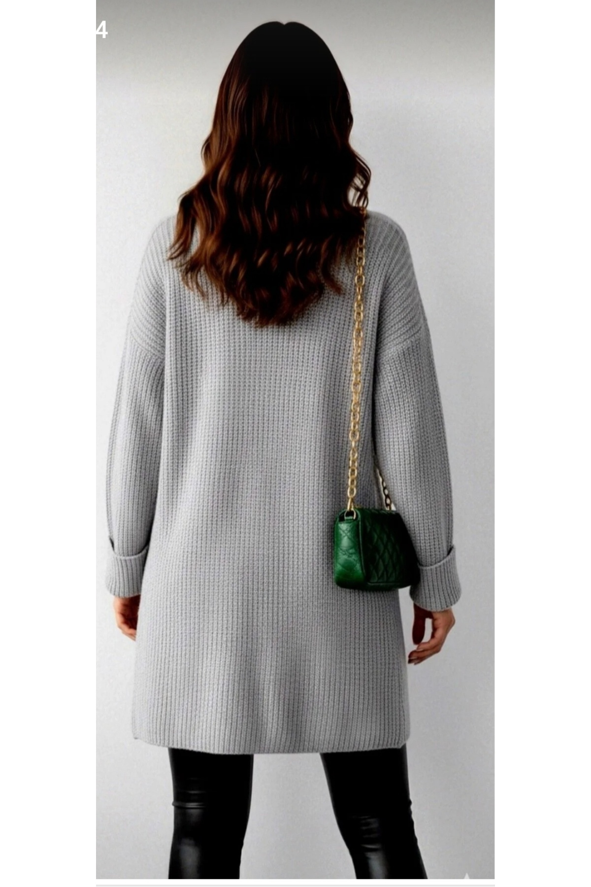 HeviStor  Kadın Triko Hırka Kol Katlamalı Salaş - Görsel 4