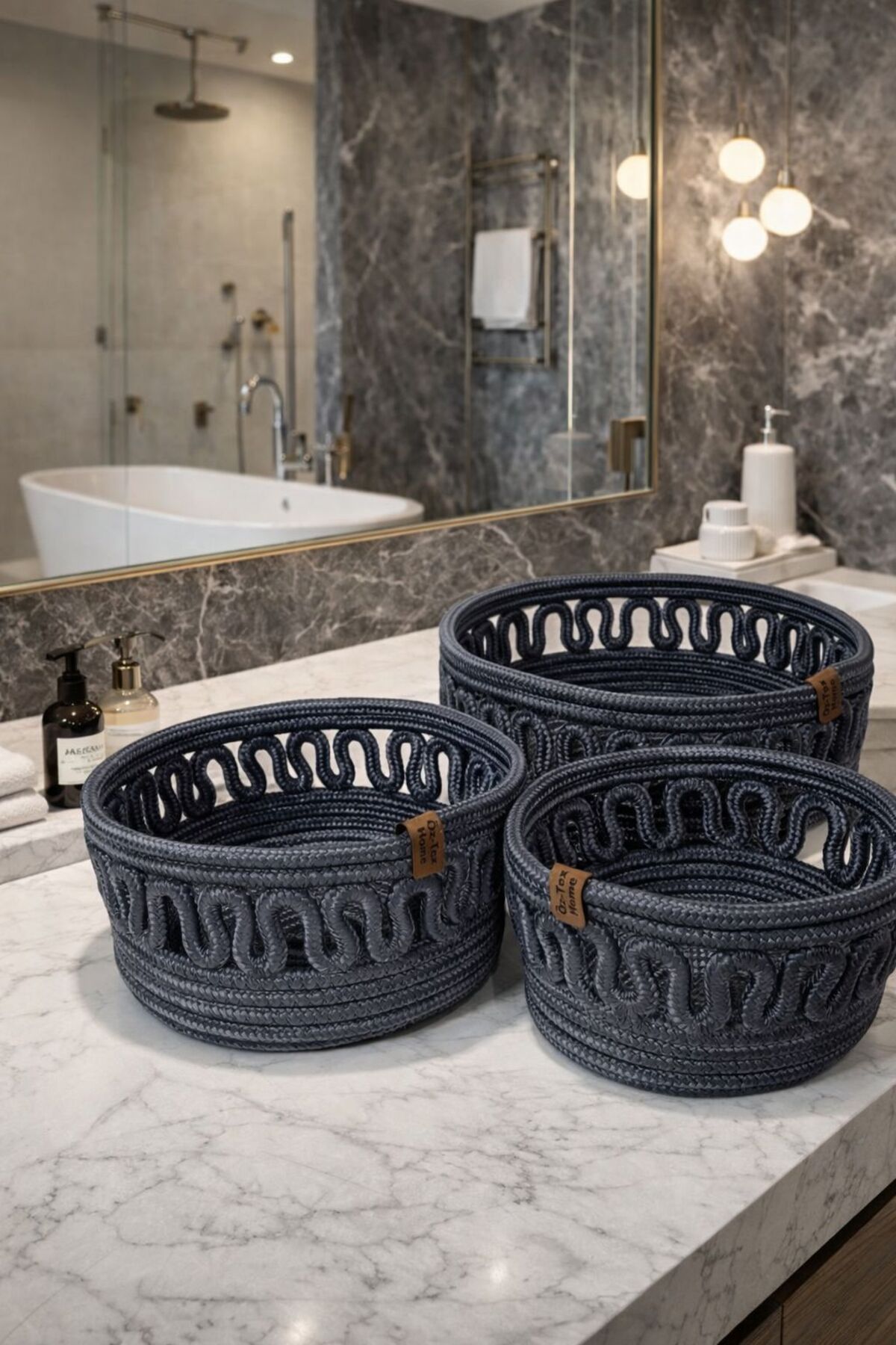 Jute ,Wicker ,Basket, Black Basket , Decor, Organizer , Bread Basket ,Bath Basket, triple set