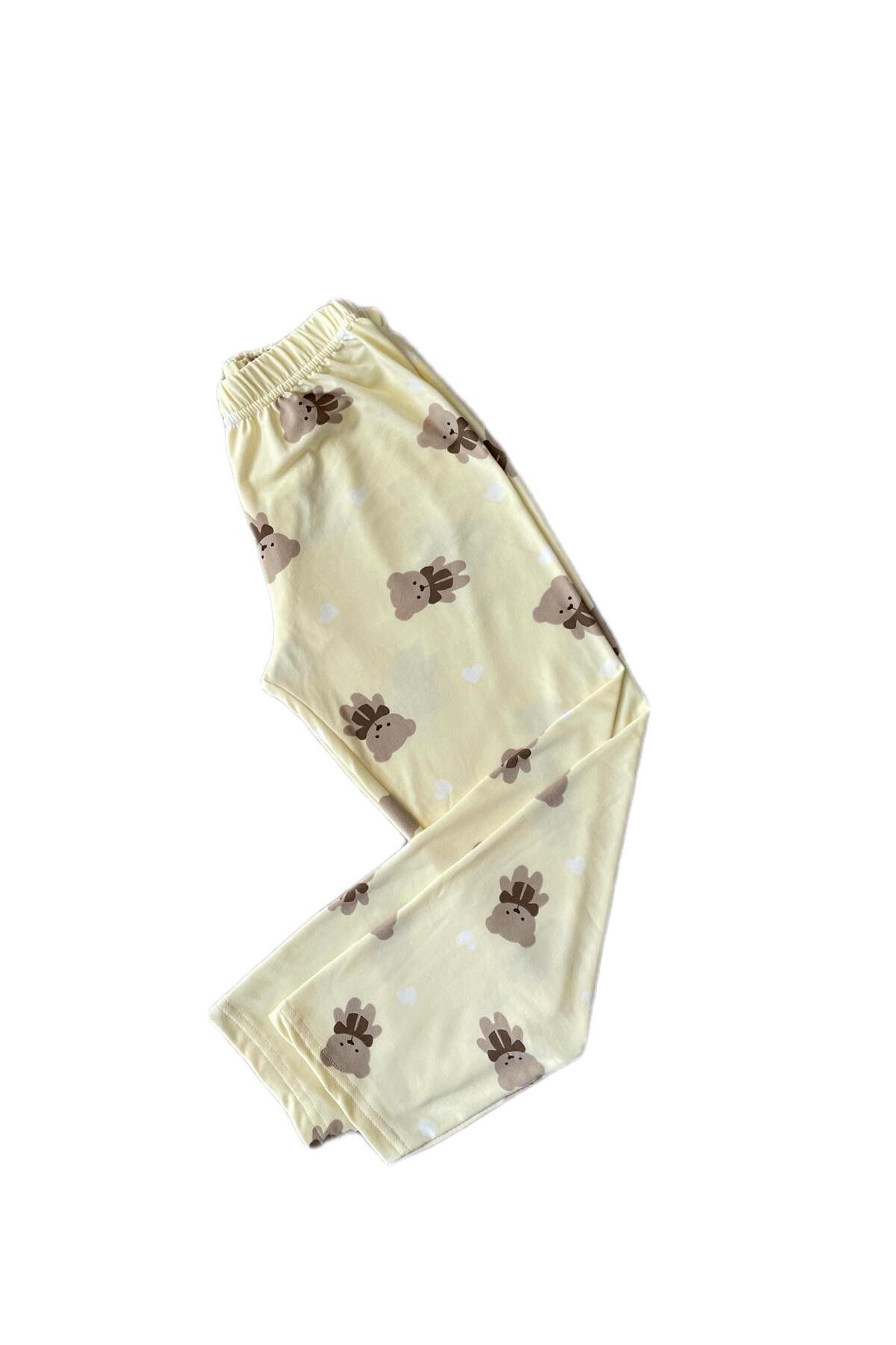 byalisdmr KIZ ÇOCUK PİJAMA TAKIMI AYICIK DESEN YAZLIK %100 PAMUK MİLAN KUMAŞ BİYE DETAY GÖMLEK YAKA fotoğrafı 6 (önizleme)