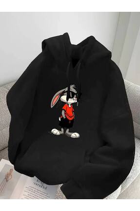 COZYWEAR Unisex Siyah Oversize Kapüşonlu Sweatshirt Premium Baskılı Rahat Gün...