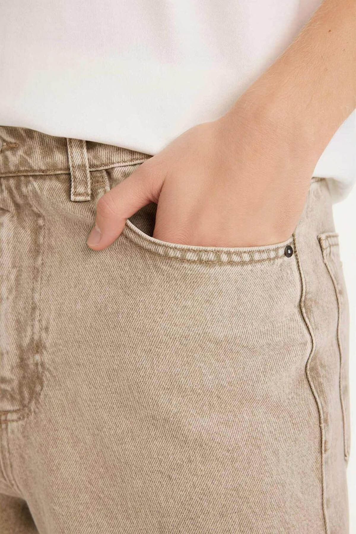 Baggy Fit Bej Erkek Jean Pantolon F9000AX/BG815 — بژ F9000AX26SP — تصویر 4 از 5