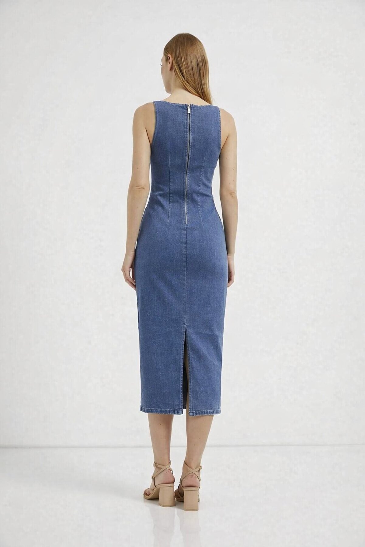 Arma Life  ARMALIFE 107 ARKASI YIRTMAÇLI ULTRA ESNEK DENİM KADIN ELBİSE - Görsel 5