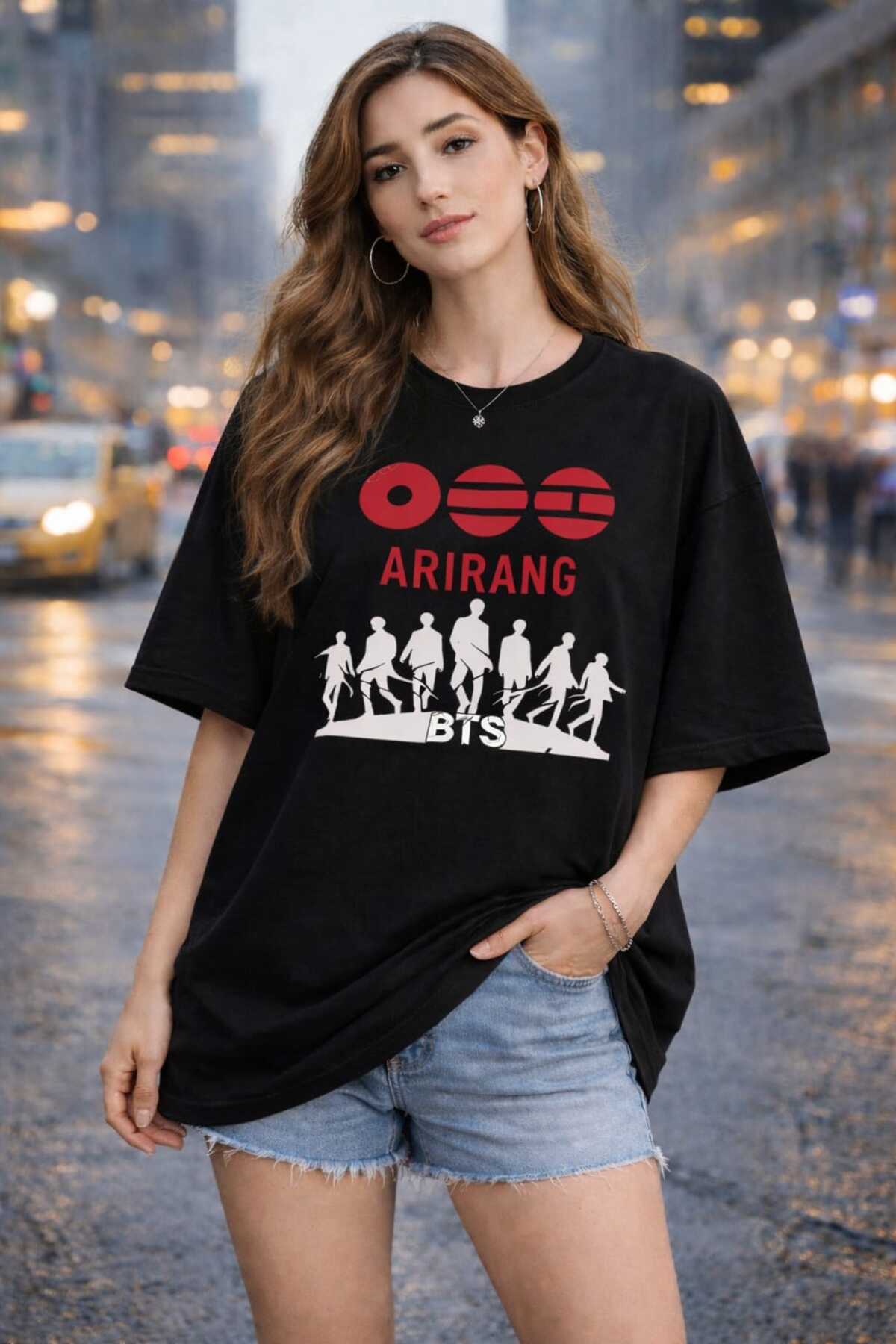 puolikuu Arirang World Tour Bts Printed Oversize Tshirt- Trendyol