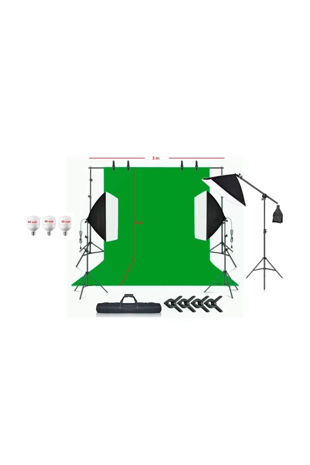 3x4 metre chromakey green screen greenbox yeşil fon perde çekim Seti full set
