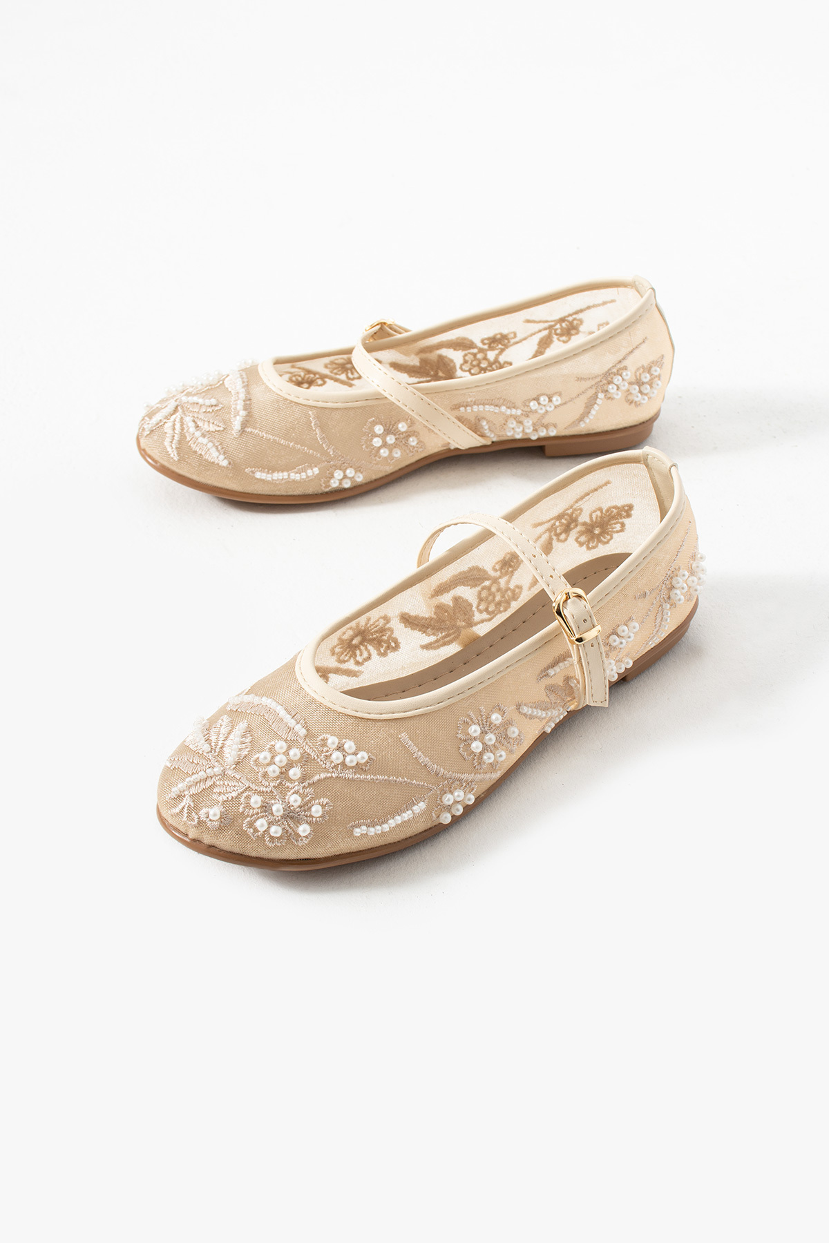 Bufu  Madrid Ekru Boncuk İşlemeli Babet - Görsel 6