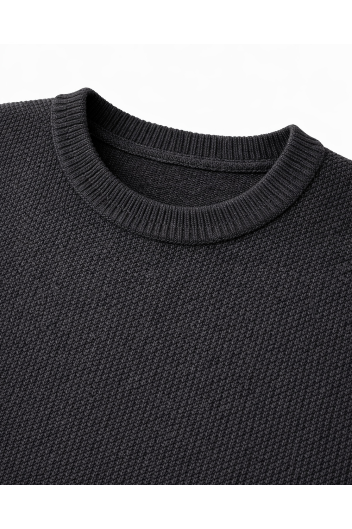 BattalModa Erkek Büyük Beden Antrasit Bisiklet Yaka Triko Kazak 5XL-6XL-7XL-8XL görsel 2