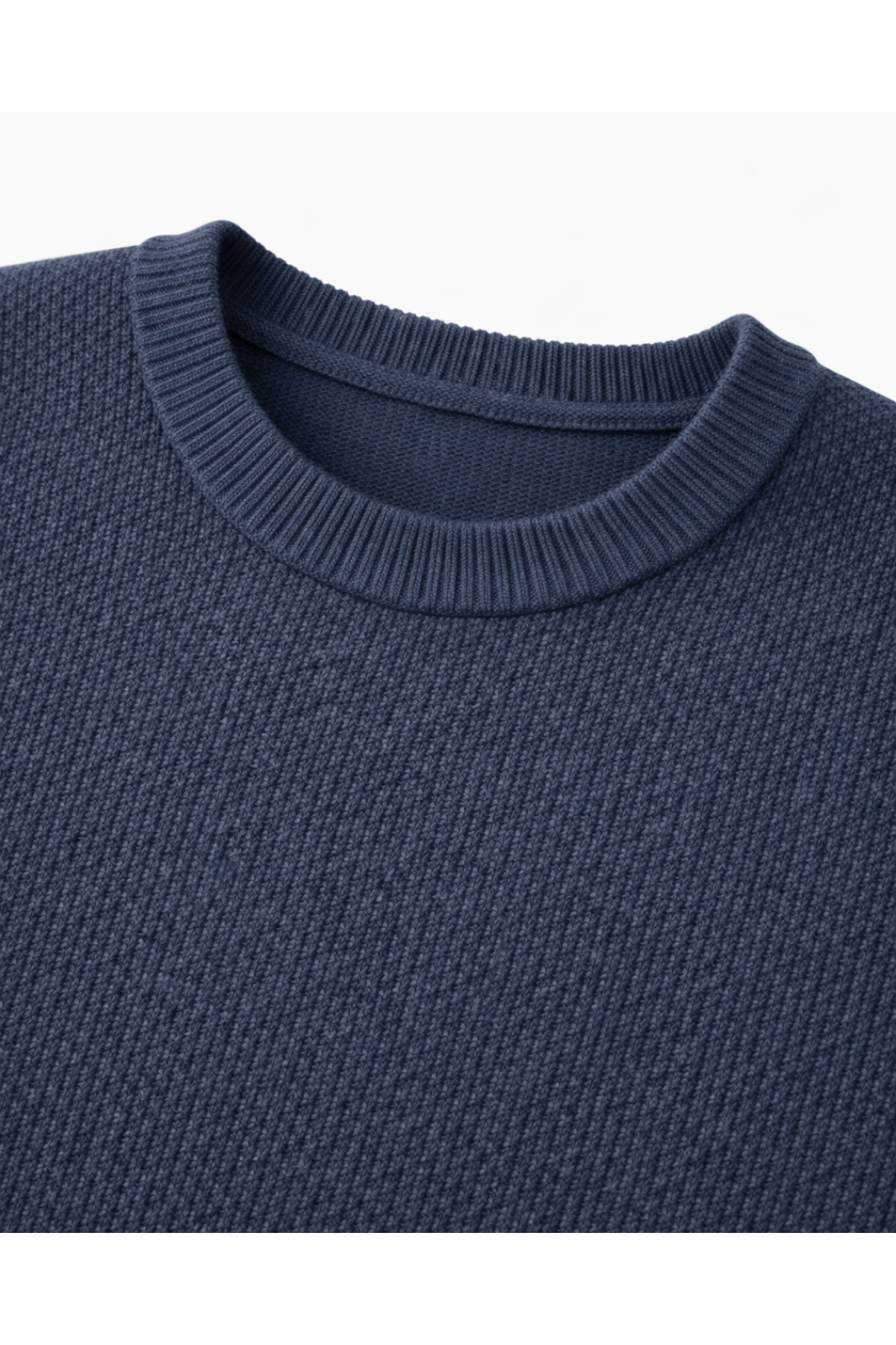 BattalModa Erkek Büyük Beden Melanj Lacivert Bisiklet Yaka Triko Kazak 5XL-6XL-7XL-8XL görsel 2