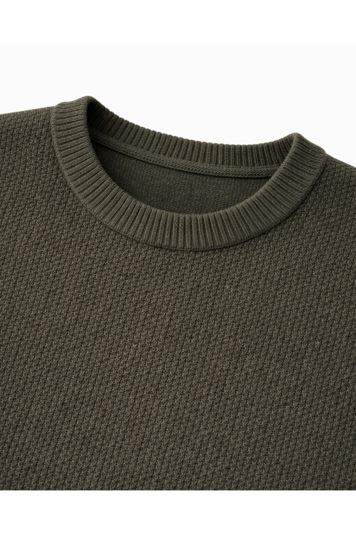 BattalModa Erkek Büyük Beden Haki Bisiklet Yaka Triko Kazak 5XL-6XL-7XL-8XL görsel 2
