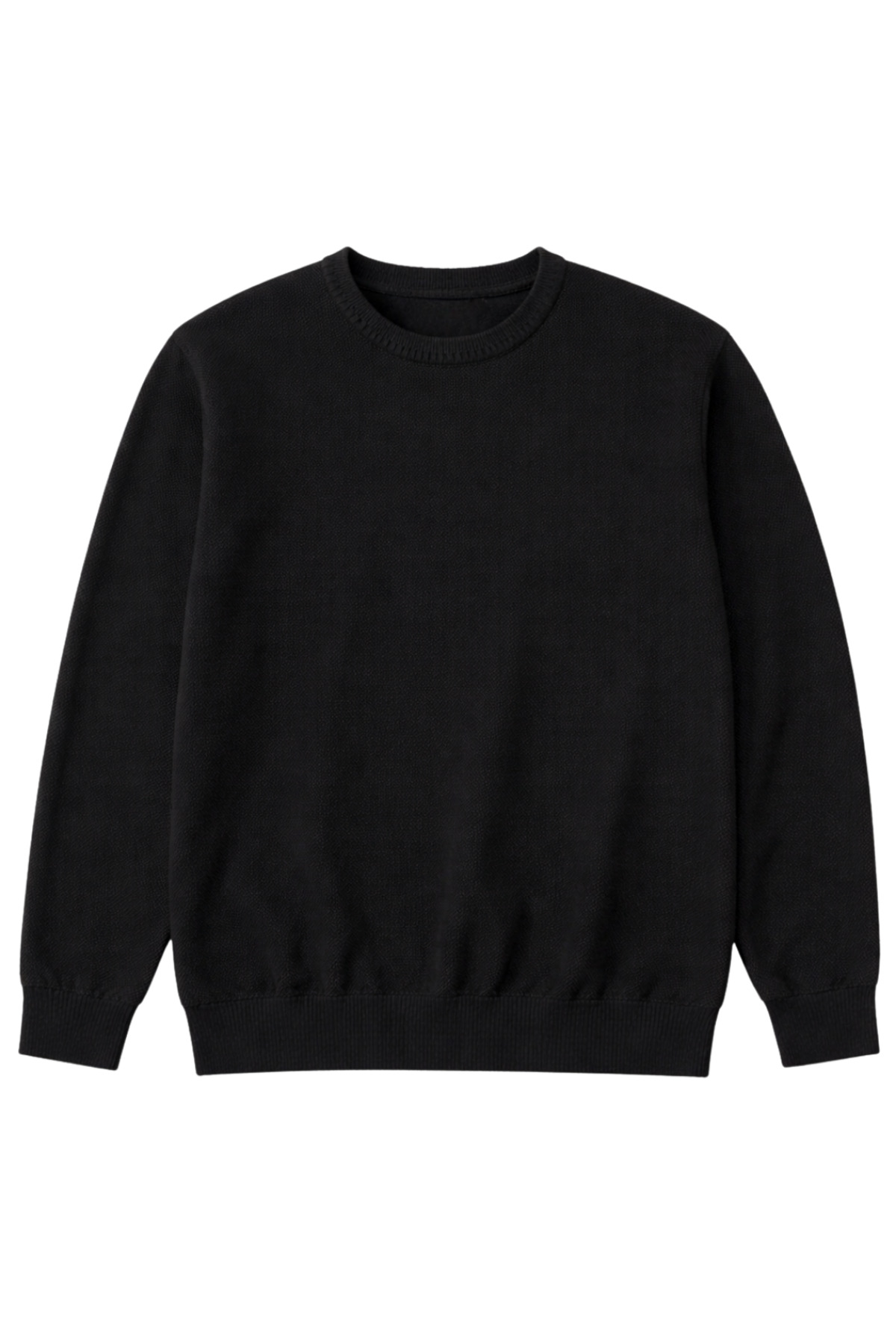 BattalModa Erkek Büyük Beden Siyah Bisiklet Yaka Triko Kazak 5XL-6XL-7XL-8XL görsel 4