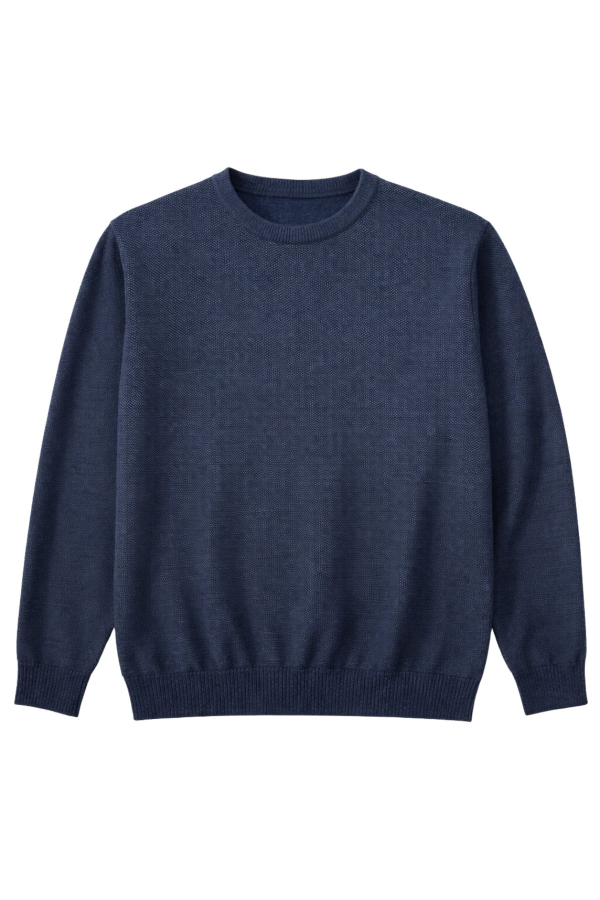 BattalModa Erkek Büyük Beden Melanj Lacivert Bisiklet Yaka Triko Kazak 5XL-6XL-7XL-8XL görsel 4
