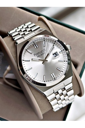 Ferrucci Jübile Kordon Takvimli Erkek Kol Saati Çelik Kordon 3 ATM Su Geçirme...