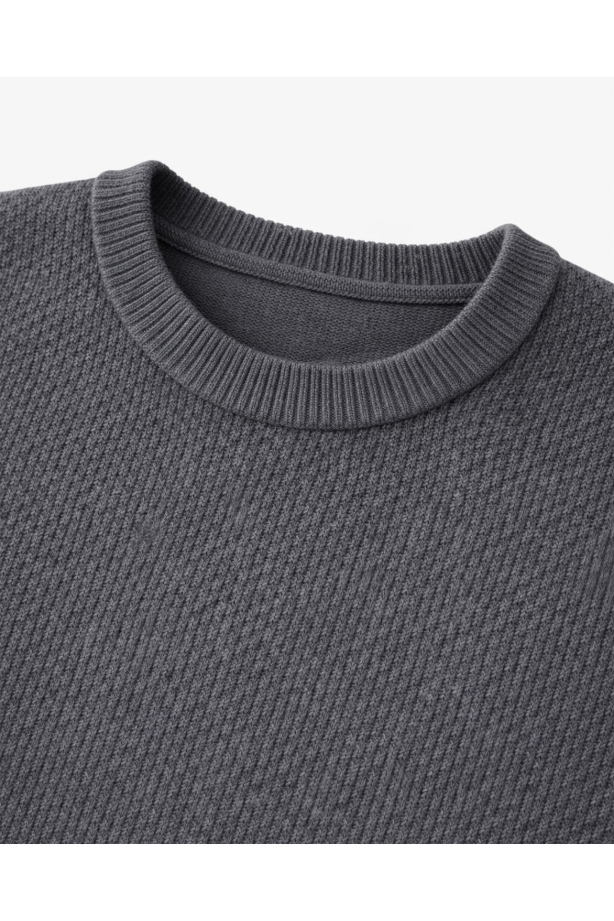 BattalModa Erkek Büyük Beden Füme Bisiklet Yaka Triko Kazak 5XL-6XL-7XL-8XL görsel 2
