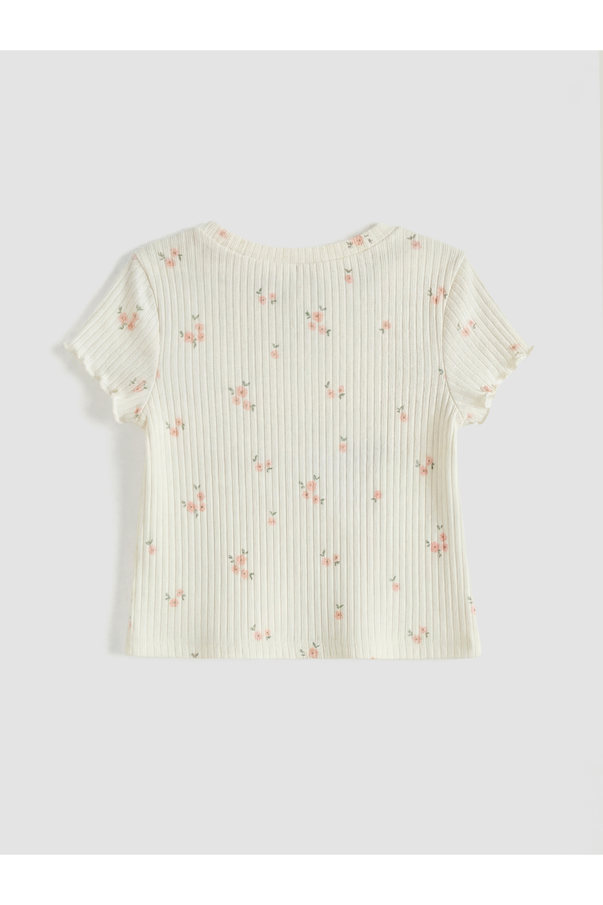 LC Waikiki Elsiva Collection Ekru Regular Fit Çiçek Desenli Kız Bebek Şort Ve Tişört fotoğrafı 3 (önizleme)