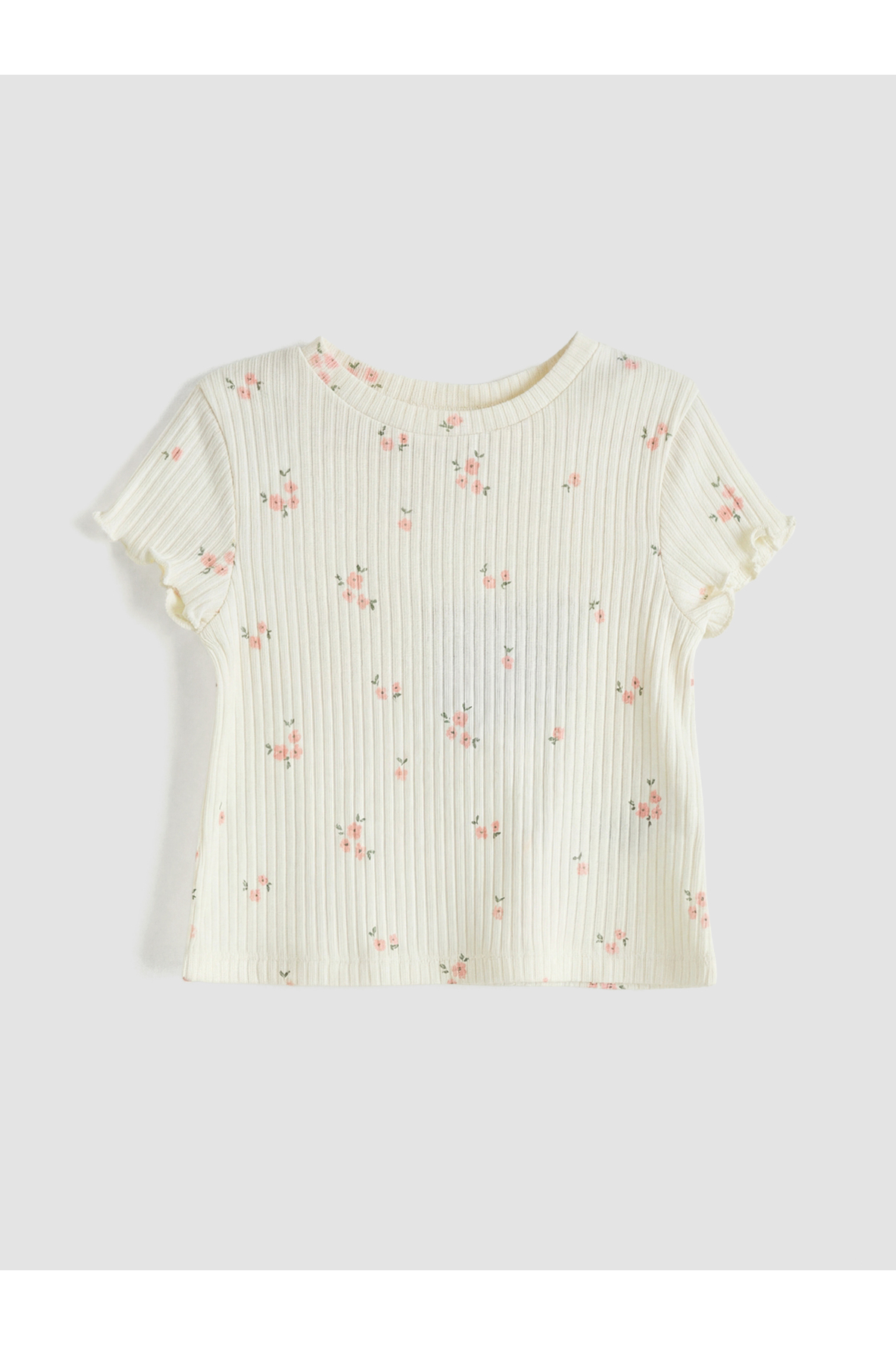 LC Waikiki Elsiva Collection Ekru Regular Fit Çiçek Desenli Kız Bebek Şort Ve Tişört fotoğrafı 2 (önizleme)
