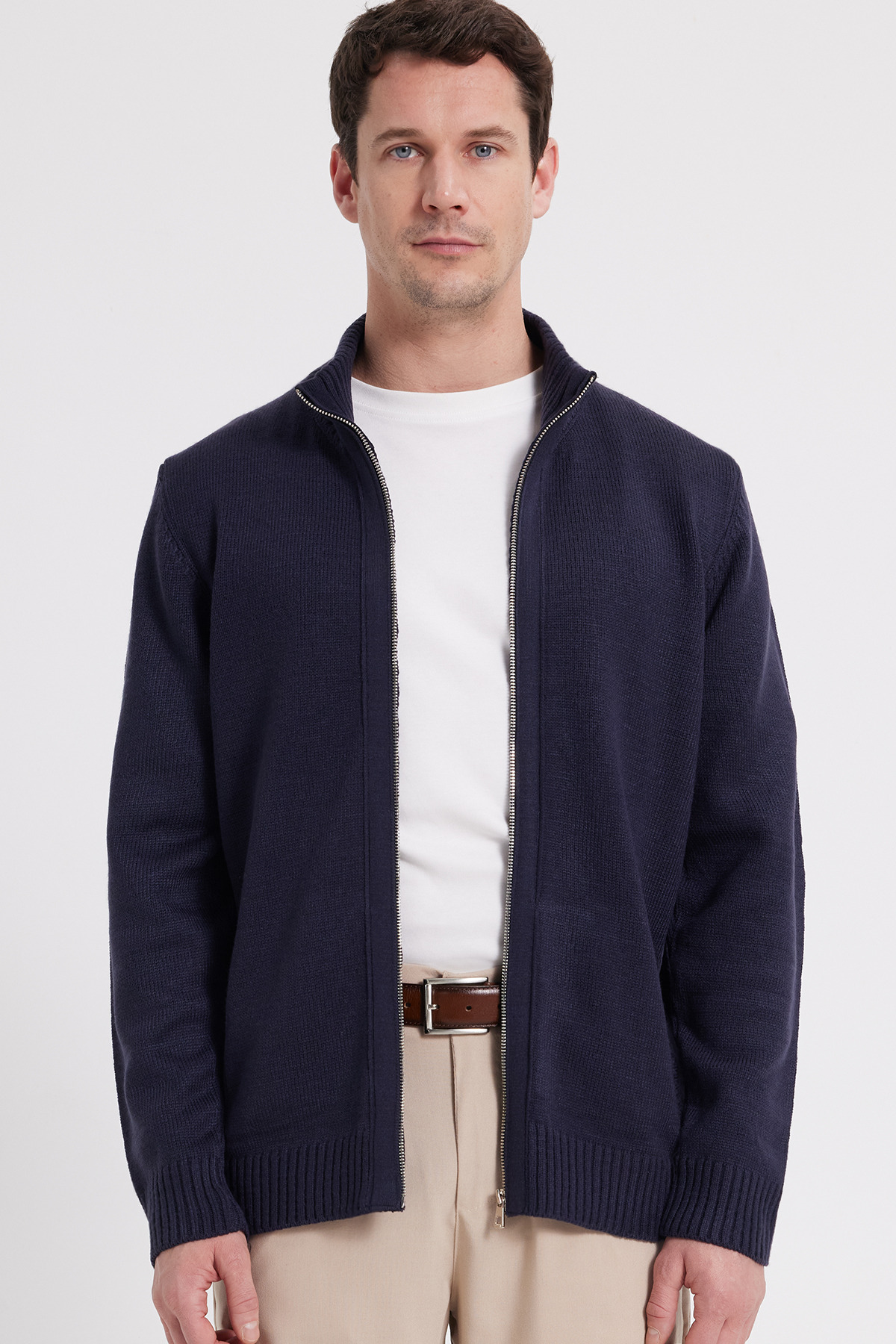 Tudors  Erkek Standart Fit Normal Kesim Fermuarlı Lacivert Hırka - Görsel 6