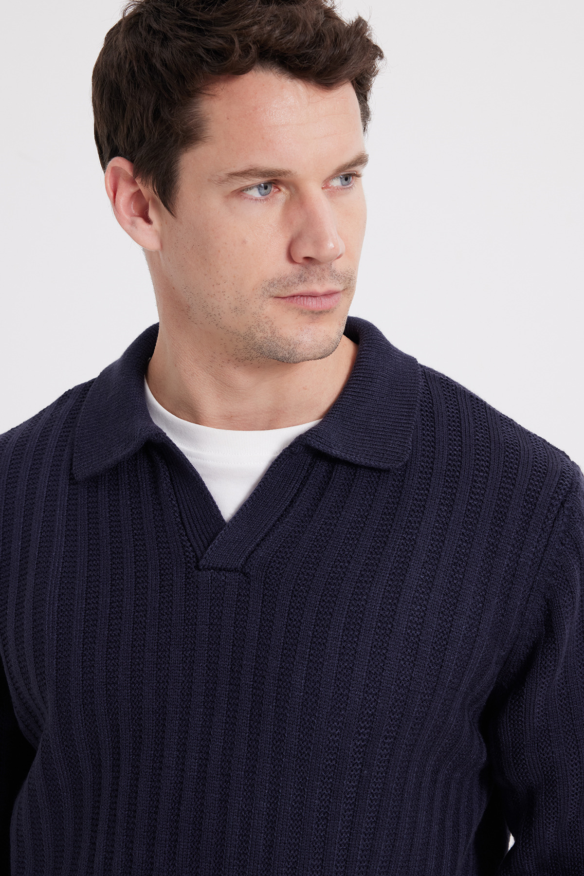 Tudors  Erkek Standart Fit Normal Kesim Polo Yaka Lacivert Kazak - Görsel 3