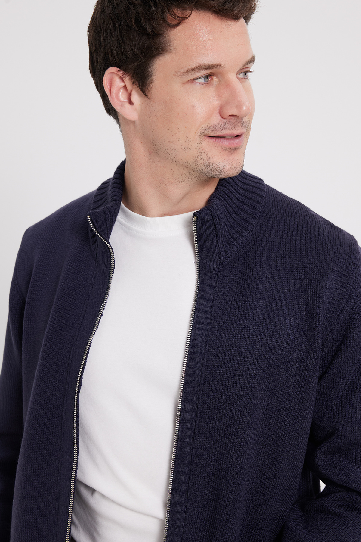 Tudors  Erkek Standart Fit Normal Kesim Fermuarlı Lacivert Hırka - Görsel 5