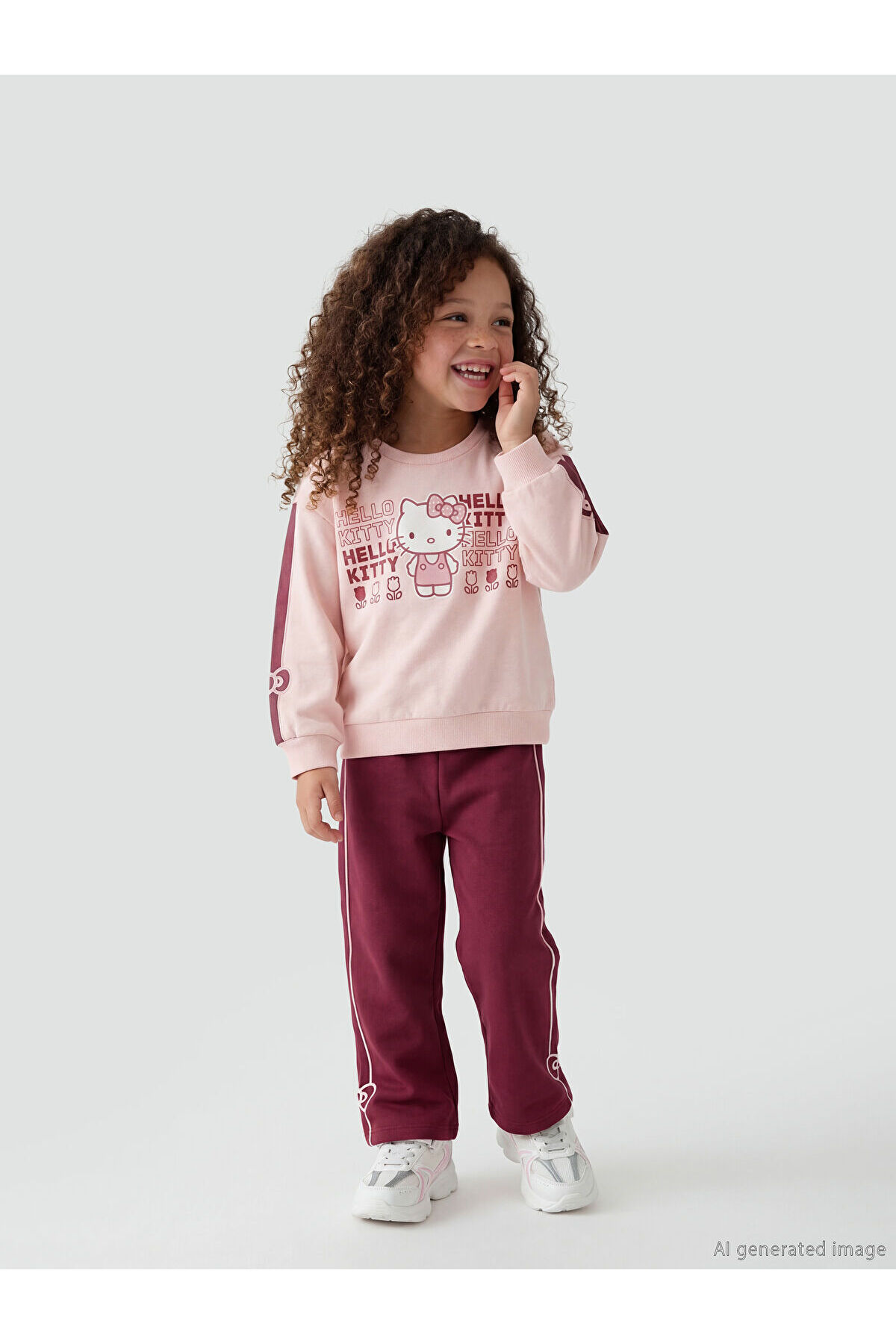 LC Waikiki Elsiva Collection Pembe Hello Kitty Baskılı Kız Çocuk Sweatshirt ve Eşofman Alt fotoğrafı 2 (önizleme)