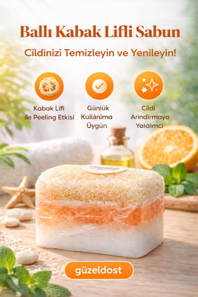 Güzeldost Ballı Kabak Lifli Doğal Sabun – Peeling Etkili, Cilt Arındırıcı & Y...